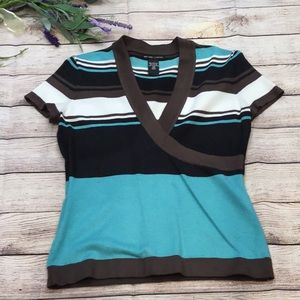New York & Co striped knit short sleeved top, XS